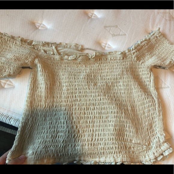Cream crop top , off the shoulder. - Picture 3 of 4